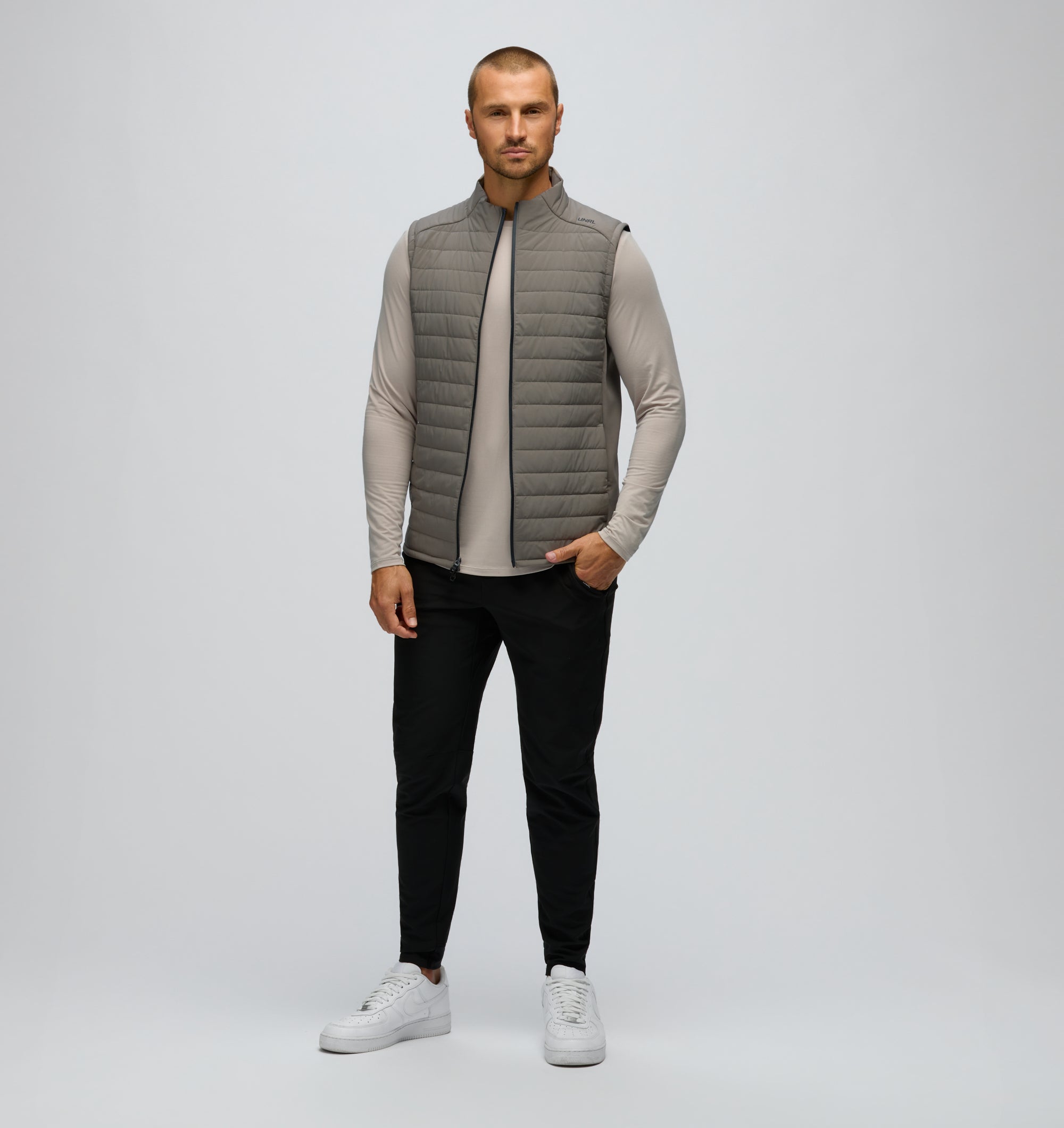 UNRL Vancouver Quilted Vest | Men's Dark Taupe Vest